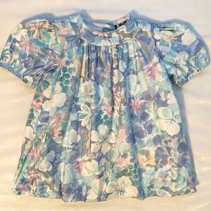 Vintage Diane Von Furstenberg‎ Floral Puff Sleeve Toddler Dress 3T pink blue 80s